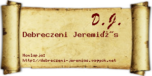 Debreczeni Jeremiás névjegykártya